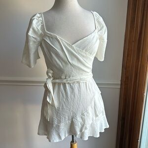 Princess Polly Kier Mini Dress white Cream Puff sleeves Size 10 NWT